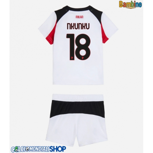 Maglie da calcio AC Milan Christopher Nkunku #18 Seconda Maglia Bambino 2025-26 Manica Corta + Pantaloni corti)